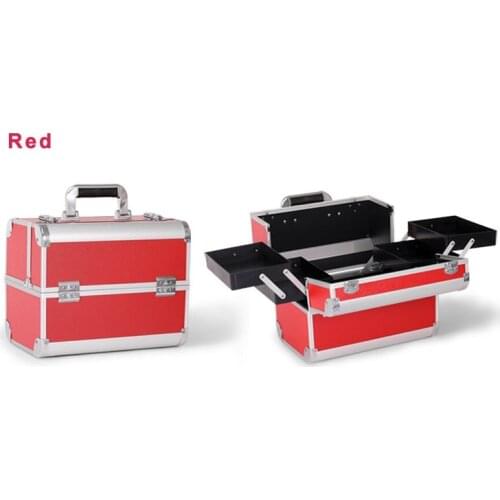 Aluminum Alloy Makeup Jewelry Organizer Storage Manicure Box Cosmetic Suitcase