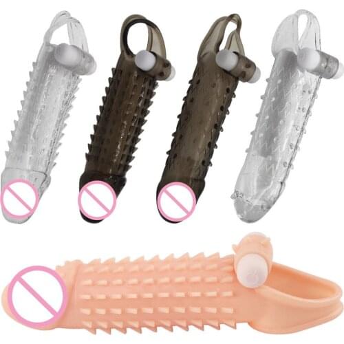 Penis Condoms Vibration Dick Penis Pump Sex Toys Men Penis Extender Penis Enlargement Penis Sleeve Spikes Sexy Crystal Sleeve