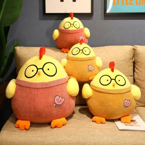 30/50cm Kawaii Doctor Chicken Plush Stuffed Toys Creative Round Chicken Baby Dolls Sofa Cushion Appease Toys Children Gift