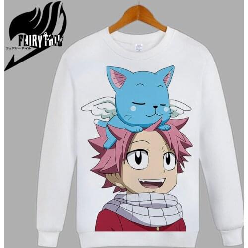 Fairy Tail Cosplay Natsu Dragneel Erza Scarlet Cartoon Print O-Neck Hoodie Winter Autumn Fleece Sweatshirts Casual Pullover