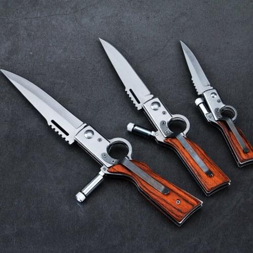 Folding pocket hunting knife survival tactical knife combat outdoor camping utility multitool knives EDC cutter tools LED Light