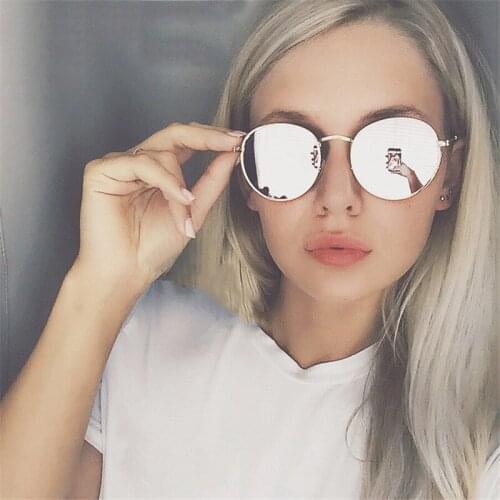 Metal Frame Eyewear Round Sunglasses Men Reflective Coating Lenses Sun Glasses Women Shades oculos gafas de sol feminino mujer