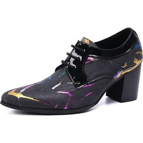 New High Heel Men Oxford Shoes Genuine Leather Men Party Shoes Increase Height Party Dress Shoes Male Dance Shoes