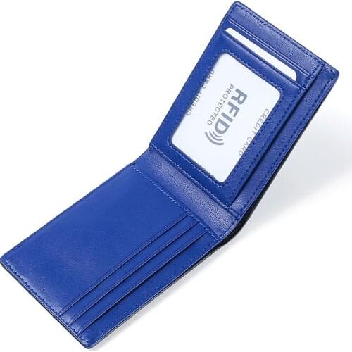 Mens Ultra Thin Wallet Rfid Blocking Genuine Leather Wallet Minimalism Business Card Holder Purse Wallet Man
