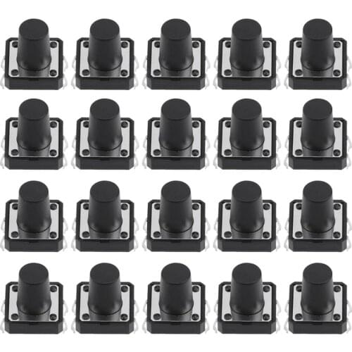 UXCELL 20Pcs 12x12x12mm Switches Panel Mini/Small PCB Momentary Tactile Tact Push Button Switch DIP High Precision Mechanism