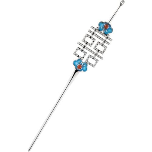 Bastiee Xi Chinese Letter 925 Sterling Silver Hair Stick For Women Luxury Wedding Jewelry Hairpin Accessories Golden Plated