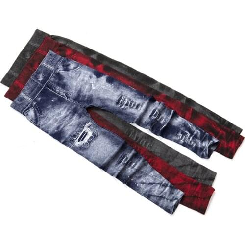 LELINTA Womens Distressed Jeans Leggings High Waist Slim Trousers Elastic Pencil Pants Ladies Leggings Pants S-3XL