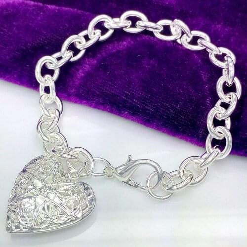 Hot romantic heart Photo frame pattern 925 sterling silver Bracelet for woman fashion fine jewelry Wedding party Christmas gifts