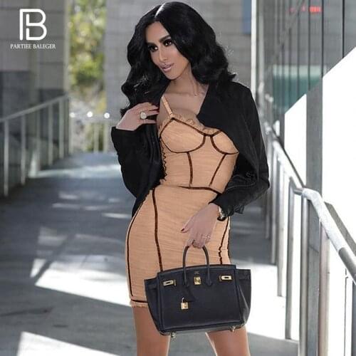 PB Chic Draped Mesh Design Color Block Bandage Mini Slip Dress Sexy Sleeveless Square Collar Celebrity Party Club Free Shipping