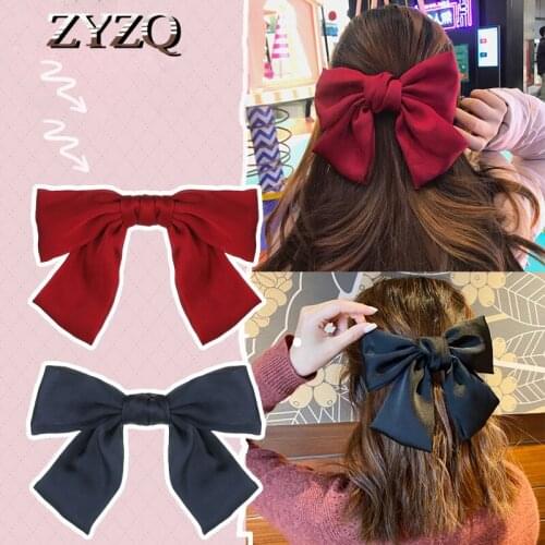 ZYZQ Japanese Classic Bow Hair Satin Spring Clip Temperament Ponytail Valentines Day Gift