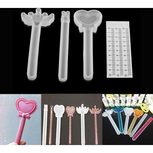 1pcs Cartoon Crown Rabbit Wing Magic Wand Silicone Mold Ruler UV Epoxy Resin Mould For DIY Craft Jewelry Making Kid Toy Accessor