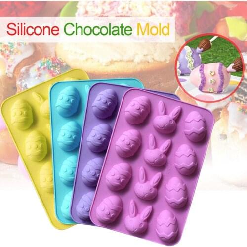 12 Silicone Cake Baking Mould Easter Egg Shaped Candy Jelly Chocolate Ice Molds