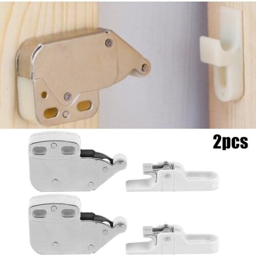 2Pcs Mini Touch Latch Automatic Spring Push Catch Bounce Lock For Cabinet Cupboard Doors Furniture Hardware Accessories
