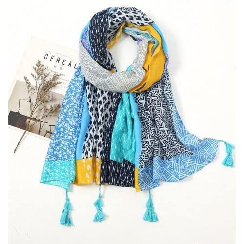2021 Fashion Vintage Printed Cotton Viscose Printed Scarf Shawls Wraps Hijabs 10pcs/lot