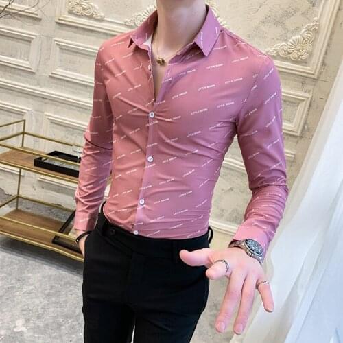 2021 new mens Spring Autumn brand high-quality printed long-sleeved shirts mens fashion slim British style dress shirts S-XXXL