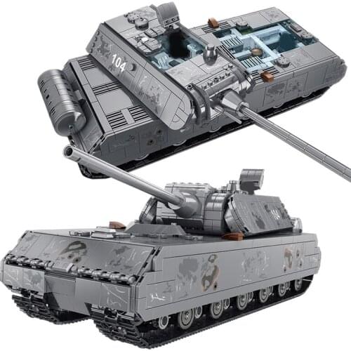 2127PCS Military Heavy Tank German Panzer VIII Maus Building Blocks WW2 Soldier Police Army Weapons Bricks Children Toys Gifts