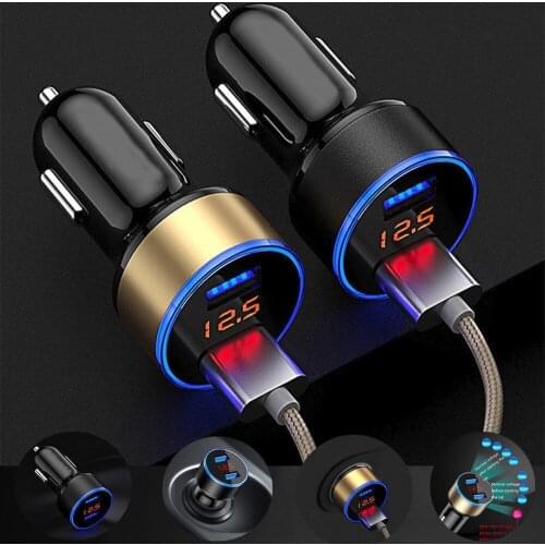 3.1A Dual USB Car Charger 2 Port LCD Display 12-24V Cigarette Lighter Socket Accessories
