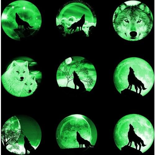 5PCS 1 PCS Luminous Wolf and Full Moon Pattern Round Glass Cabochon 25mm Dome Flat Back DIY Growing Jewelry Finding