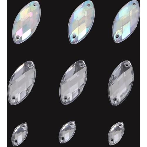 50-200pcs 3 size Grid Acrylic Crystal Sew On Flat Rhinestone for Clothing Shoes Wedding Decoration DIY Craft Accessories