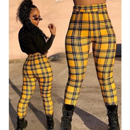 Womens Pants Trend Block Grid Pant Leisure Hight Waist Plaid Aesthetic Trousers Harajuku Pant Straight Sportpants Pants
