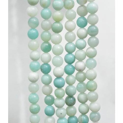 FLTMERH-Pick Size 4.6.8 .10MM Natural Amazonite Stone Round Loose Beads 15"/Strand for Jewelry Making