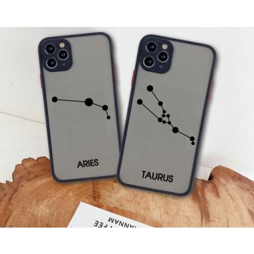 Twelve constellations Phone Case For iphone 12 11 Pro Max Mini XS 8 7 Plus X SE 2020 XR Matte Transparent Cover