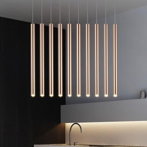 D3cm L30-80cm 3w Pipe Golden Tube Led Pendent Light Courtindoor Table Hanging Light Fixtures Lamparas Rope Lamp Court Hanglamp