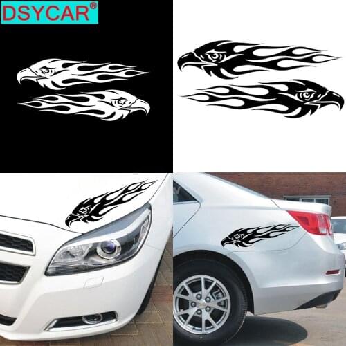 DSYCAR 1Pair Flame Eagle Car Decals Simulation Black White Flame Sticker Fits for All Car Motorcycle Decor Accessories Stickers