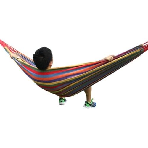 Holiday Outdoor P/C Cotton Canvas Two-person Hammock. Park Outskirts Leisure Double Swing Bed Lovers Vacation Camping Cot Bed