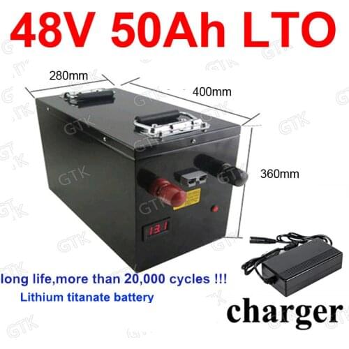 GTK LTO 48V 50AH Lithium titanate battery pack with BMS 20S LTO for 4500W box-bike Forklift Tricycle Solar system + 10A charger