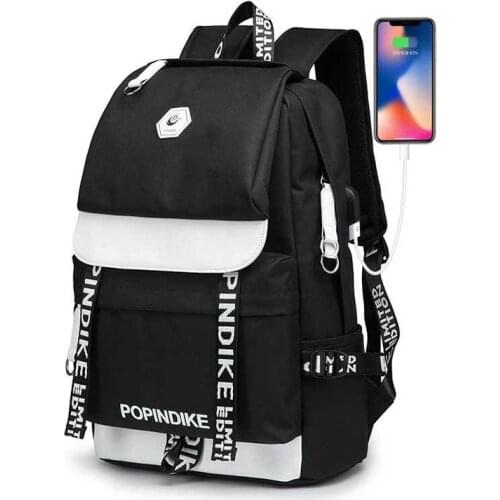 New Fashion Canvas Backpack USB Laptop Bagpack For Women Men Student School Bags For Teenager Boys Male Travel Backpack Mochila