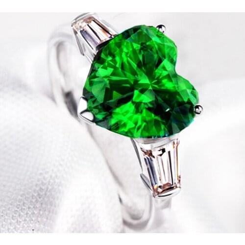 YaYI Fashion Women Jewelry Ring Heart Green CZ Silver Color Engagement Rings wedding Rings Party Rings Gift