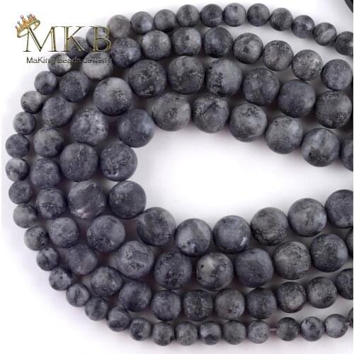 Natural Dull Polish Matte Black Labradorite Stone Round Beads For Jewelry Making Loose Beads 4-12mm DIY Bracelets Jewellery 15"