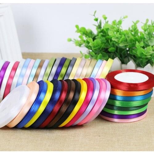 6mm Satin Ribbon DIY Crafts Scrapbooking Material Christmas Halloween Wedding Birthday Party Decoration Gift Packaging Ribbon