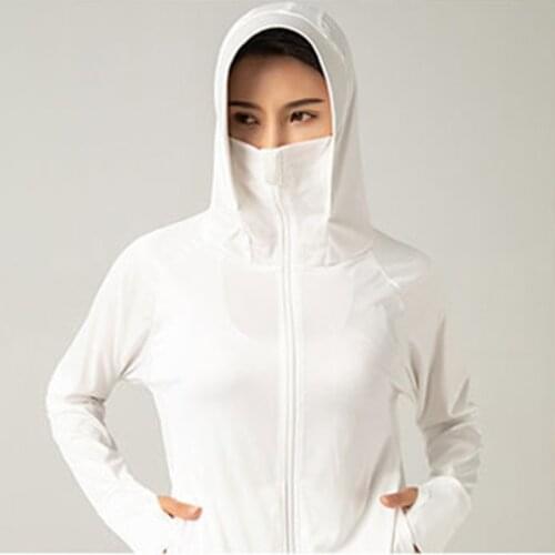 Summer Explosion Ice Silk Sun Protection Clothing Outdoor Shade Solid Sunscreen Clothing Breathable UV Hooded Sunscreen Clothing