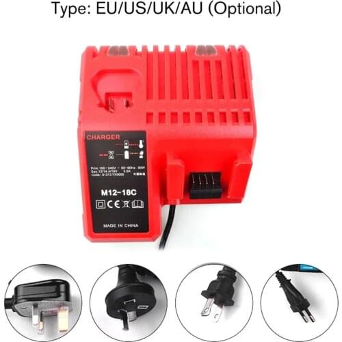 M12-18C Li-ion Battery Charger for Milwaukee 12 V 14.4V 18V C1418C 48-11-1815/1828/1840 M18 M14 M12 Lithium Battery