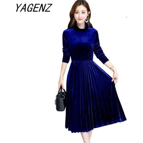 Fashion Women long-sleeve dress 2021 Spring Autumn Gold velvet Slim Elegant Temperament Dress Solid Casual Young Lady Clothing