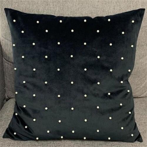 Fashion Fake Pearl Cushion Cover Home Decorative Square Pillowcase White Black