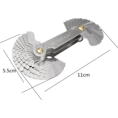 New 1Pc 52 in 1 Thread Plug Gage Steel Thread Measuring Gage Metric Whitworth Screw Pitch Gauge 60 Degree