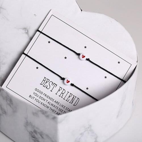 2pcs Charming Heart Bracelet For Women Best Friend Matching Bracelet Bff Friendship Bracelets Jewelry Gift Heart Bracelet