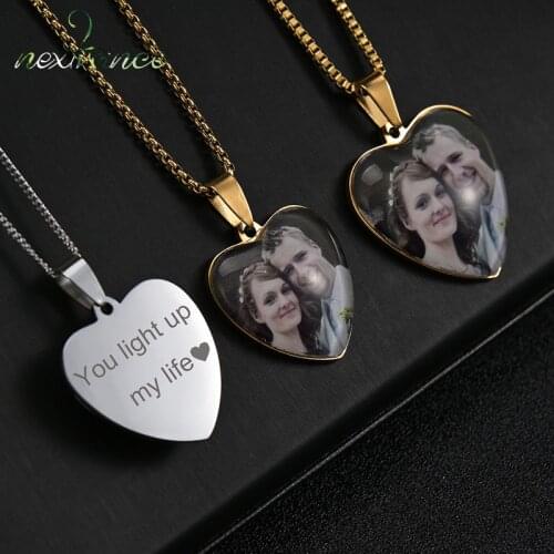 Fashion Customize Color Photo Necklace Stainless Steel Personalized Necklaces Picture Heart Pendants Friend Family Jewelry Gifts