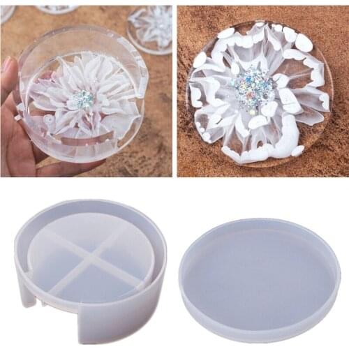 Coaster Display Stand Resin Casting Mold Hold Up to 4 Coaster with Holder Epoxy Resin Mould Fit Round Coaster Box Molds