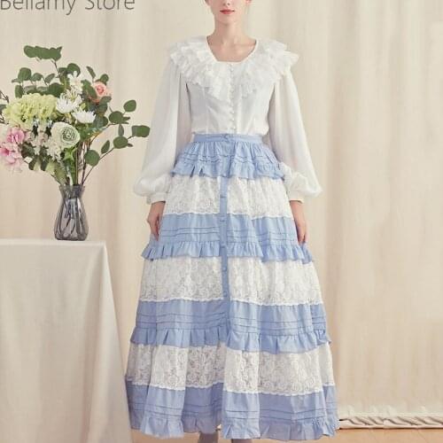 Retro Princess Lolita Daily garden lace dress Shirt + Lace Skirt