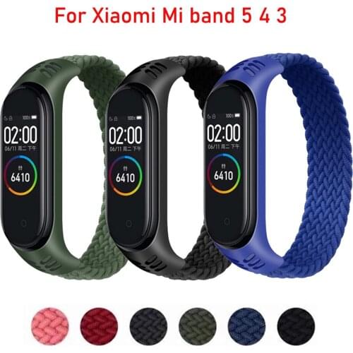Braided Solo Loop Strap For Xiaomi Mi Band 5 4 3 Nylon Braid Soft Breathable Watchbands For mi band 4 5 Wrist Correa Accessories