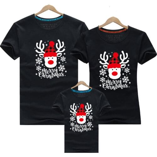Christmas Happy Family Matching T-shirt New Family Matching Clothes Mommy Boy Girl Short Sleeve Family Look