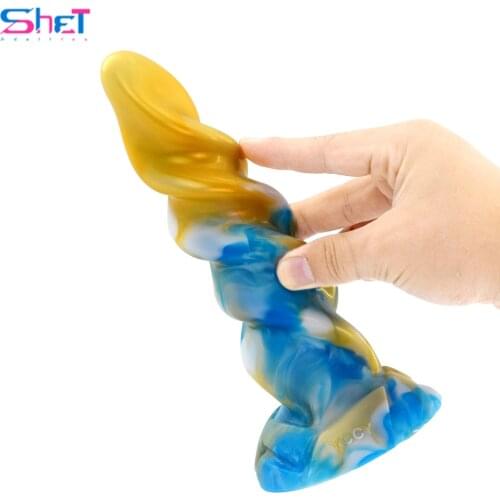 SHET 2021 new anal plug twist silicone dildo with suction cup colorful masturbator sex toy for women Anus Expansion Stimulator