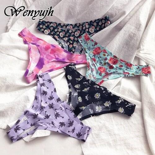 WENYUJH Women Thongs Fashion Floral Panties XS-XL Female Underpants Ladies Sexy Underwear Women Bikini Panties For Woman 2021