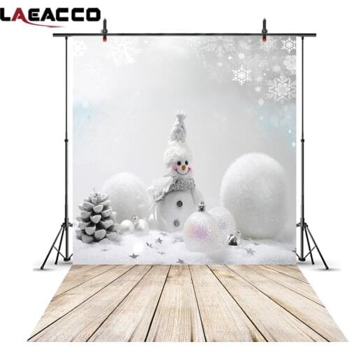 Laeacco Winter Snow Snowflakes Snowman Snowballs Pinenut Photography Backdrops Vinyl Custom Photo Backgrounds For Photo Studio