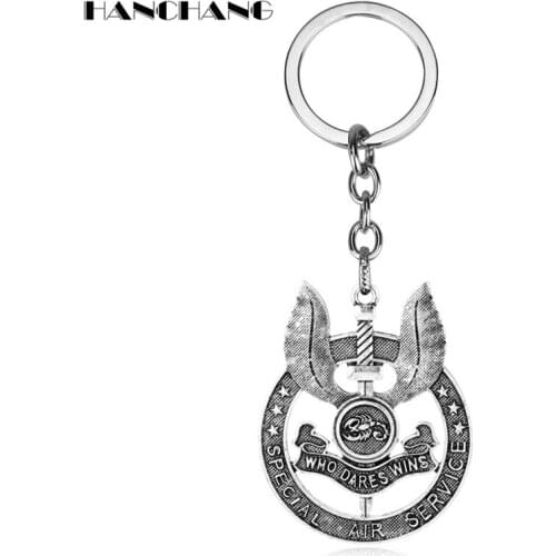 Military Keychain UK Special Air Service S.A.S Logo Key Ring WHO DARES WINS Morale Key Chain Jewelry Keyfob llaveros
