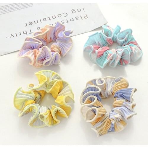 Tie-dye Folds Print Sweet Scrunchies for Women Girl Elastic Hair Band Ties Accessories Wholesale Korean Rubber Rope Dropshipping